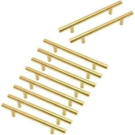 Un ensemble de 10 poignées de meuble plaquées or, entraxe de 96 mm, poignées de tiroir en acier inoxydable, adaptées aux meubles de chambre et de cuisine, longueur de 150 mm. (1/4)