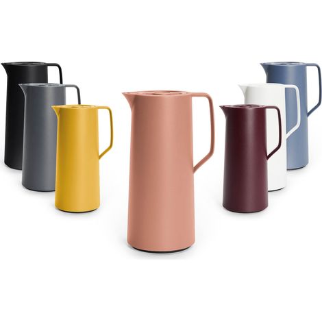 Emsa N41709 Motiva - Caraffa termica  1 litro  chiusura a pressione rapida  12 ore caldo 24 ore  pistone di vetro  Made in Germany  design nordico  terracotta (1/5)