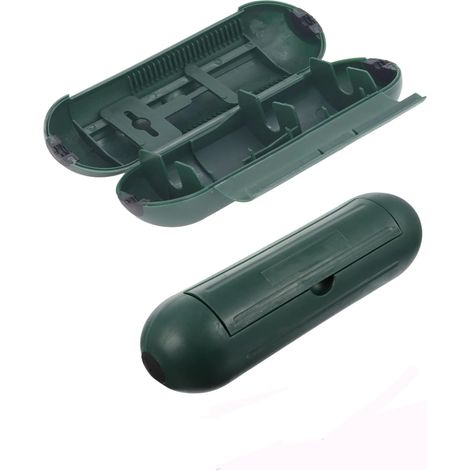 Boîtier de Sécurité Fiche et Prise, Boitier Etanche Electrique Exterieur, Boite Cache Prise Electrique, Aux Intempéries Pour Protéger la Prise Extérieure(Vert) (1/5)