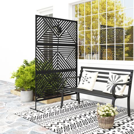 Separador de ambientes decorativo para exteriores y enrejado para plantas trepadoras, 122x45x198 cm, negro. (1/5)