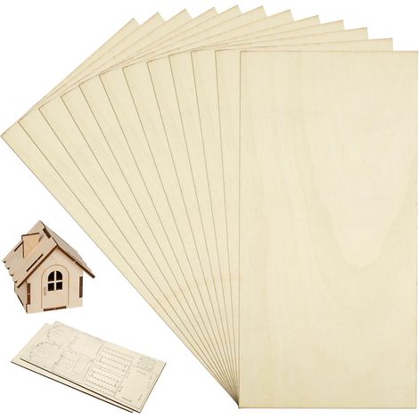 Lot de 12 Contreplaqué 200 100 1 mm Feuilles de Tilleul Bois Minces, Panneaux de Bois pour Bricolage, Modélisme, Peintures, Pyrogravure, Feuilles de Contreplaqué Non Fini pour Projets Créatifs (1/5)
