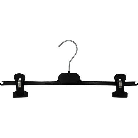 20 Cintres, pinces, plastique, 40 cm, noir, pour pantalons jupes (1/4)