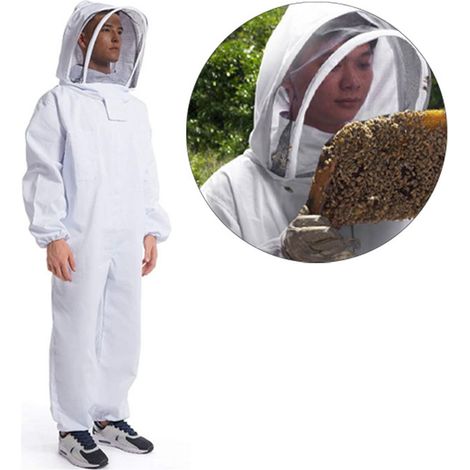 Combinaison d'apiculteur professionnelle en coton doux, taille élastique, capuche ventilée, pour hommes et femmes (taille XXL). (1/4)