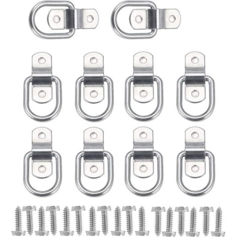 10Pcs D Anneau D'arrimage Anneau d'ancrage de Charge Ancrage de Remorque Anneau D'arrimage Forgé avec 20 Pièces Vis pour Sécuriser la Charge dans Le Camion Remorque