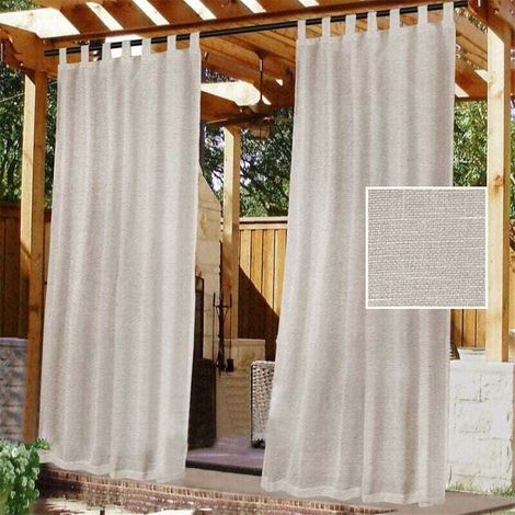 Exterior cortina for patio, with removable adhesive pestaña to easily and easily attach, waterproof (132 x 213 cm, 2 units, natural) (1/4)