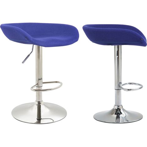 Set di 2 sgabelli da bar con altezza regolabile e seduta girevole in feltro blu piedi a tulipano in metallo cromato con poggiapiedi TDB10261