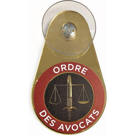 Signaletique.Biz France – Macaron voiture avocat doré avec ventouse – Verre acrylique miroir – Installation facile sans perçage – Pour pare-brise