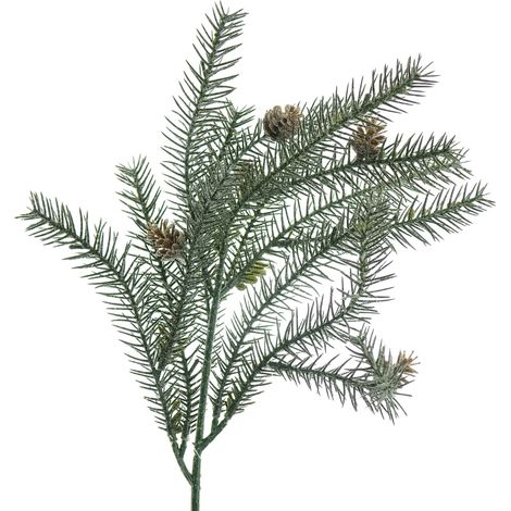 GASPER Weihnachtsdeko Tannenzweig Grün gefrostet mit Zapfen 41 cm - Kunstpflanzen