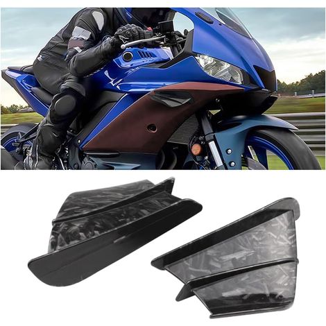 2Pcs Winglet Aérodynamique pour Motos, Moto Déflecteurs Adhésifs D'air Latéraux Carénage Avant Ailes, Universel ABS Spoiler Aileron Moto pour Plupart Des Scooters Moto électriques(Brillant Forgé) (1/5)