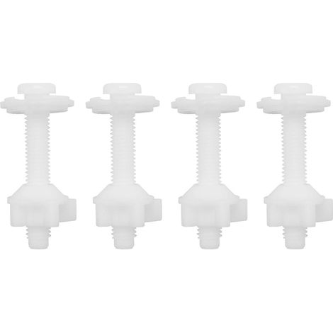 Lot de 4 vis à charnière pour abattant de toilette avec écrous et rondelles en plastique -- (1/5)