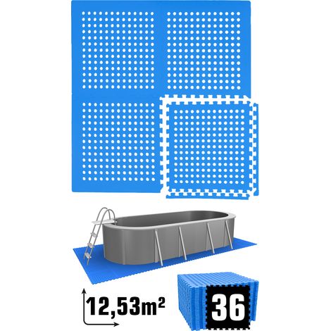 Tapis de Piscine 12,5 m² - 36 Tapis de Sol EVA 62x62 - Jeu de Dalles Protection (1/5)