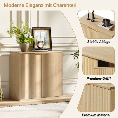 Meuble de rangement moderne façade pliable poignée métallique buffet salon chambre décor bois clair imitation chêne 60x30x70 cm (1/4)