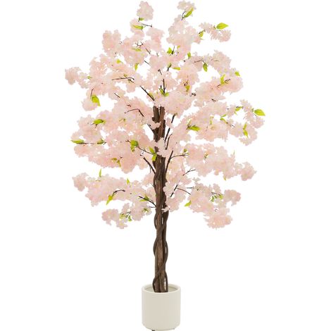 ML-Design Albero di Ciliegio Artificiale 150 cm Rosa, Pianta Finta Grande e Realistica con Tronco in Legno Naturale, Albero Decorativo in Vaso per Interni ed Esterni, Arredo Casa, Ufficio e Soggiorno