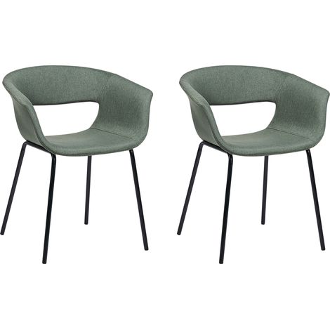 Conjunto de 2 sillas modernas asientos tapizados poliéster patas de metal para comedor cocina verde oscuro Abilene