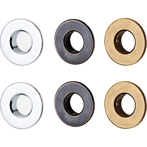 6 Pièces Anneau de Trop-Plein, Insert D'anneau en Laiton, Bagues pour Trop-plein de Lavabo Pièce de Rechange pour évier de Salle de Bain Ou Cuisine (Chrome, Patine Noire, Couleur Antique) (1/5)