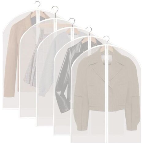 QORVA-Lot de 5 housses de protection en PEVA, 60 x 80 cm, anti-poussière, imperméables, anti-mites et anti-humidité, lavables et transparentes, pour ranger vestes et chemises