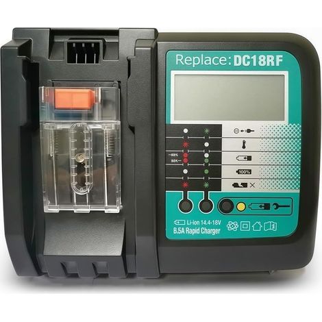 Chargeur de batterie Li-ion 14,4 V-18 V avec écran, courant de charge 3 A/6 A (rapide), compatible avec la station de charge Makita BL1830 BL1430 DC18RC DC18RA (6 A) (1/4)