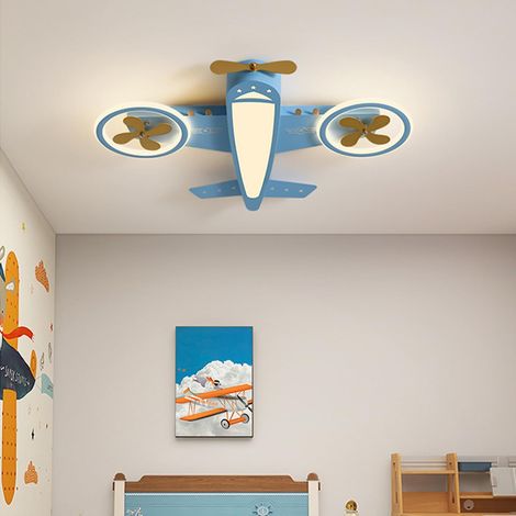 LED-Kinderdachlampe, blaue Flugzeug eingebettete Dachleuchte Cartoon LED-Kronleuchter, dimmbar 3000-6000K, für Kindergarten (1/5)