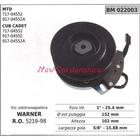 Elektromagnetische kupplung warner rasenmäher mtd 022003
