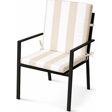 Coussin de fauteuil assise et dossier imperméable  à rayures ARCACHON Lin 40x90 cm