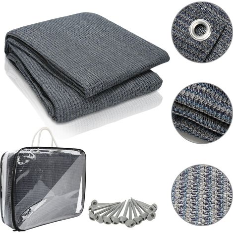 Jiubiaz Vorzeltteppich 250x250 cm HDPE UV-stabil Wasserdurchlässig Atmungsaktiv für Zelt & Caravan & Picknick