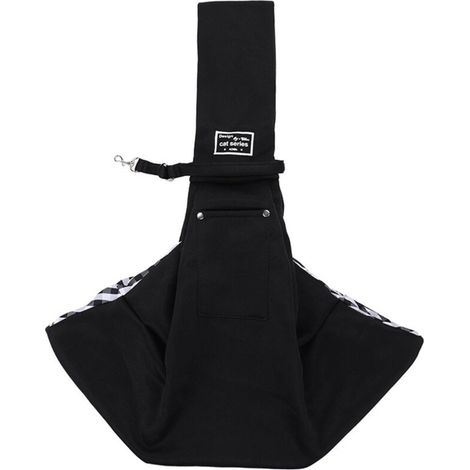 Sac à dos de transport pour chien, noir, avec poche téléphone, en polyester. (1/5)