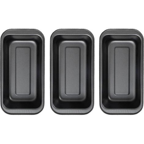Moule à Cake Rectangulaire Antiadhésif Noir en Acier Carbone - Lot de 3 Pièces 15cm (1/5)