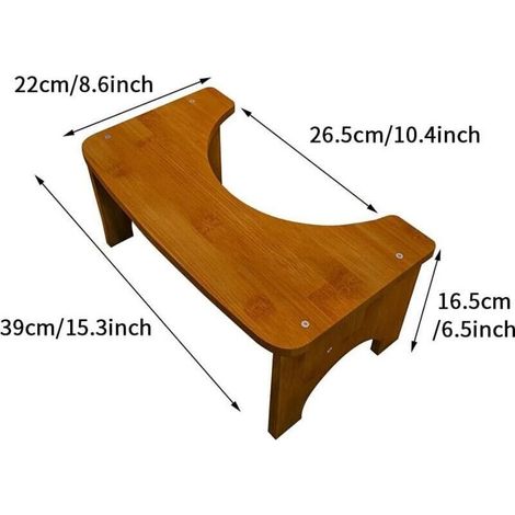 Tabouret de toilette, tabouret de toilette en bambou, tabouret de toilettes robuste en forme de C, siège de toilette antidérapant, repose-pieds pour la maison et la salle de bain (1/3)