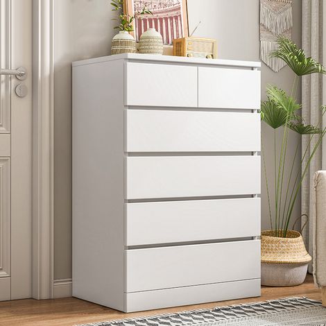 FIANAO – Commode de chambre avec 6 tiroirs en bois – 4 grands et 2 petits, style classique – 60 × 41 × 109 cm, blanc (1/5)