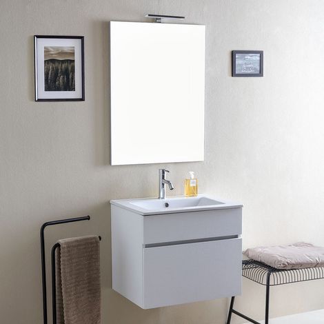 Mueble De Baño 60 Cm Blanco Efecto Madera Sole (1/5)