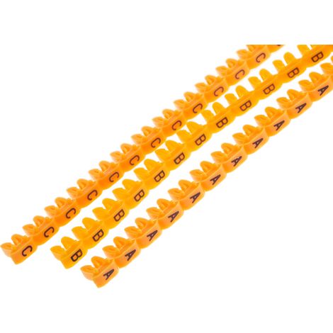 Repère câble Clipsable, texte : A M, Noir sur Jaune ( Prix pour Sachet de 325 )