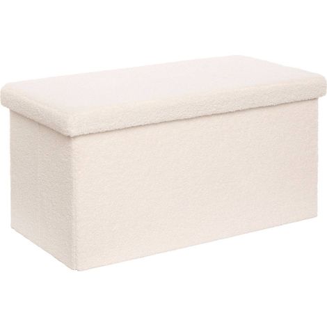 Pouf pieghevole jaiko white bouclette 76x38cm - Atmosphera créateur d'intérieur