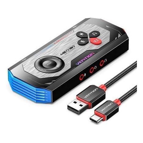 Tarjeta de Sonido Gaming con Amplificador Vention CVAB0/ USB Tipo-C Macho - 3xJack 3.5 Hembra