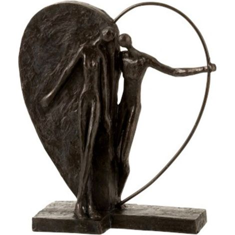 Statuette Déco "Coupe Demi Cœur" 31cm Marron (1/3)