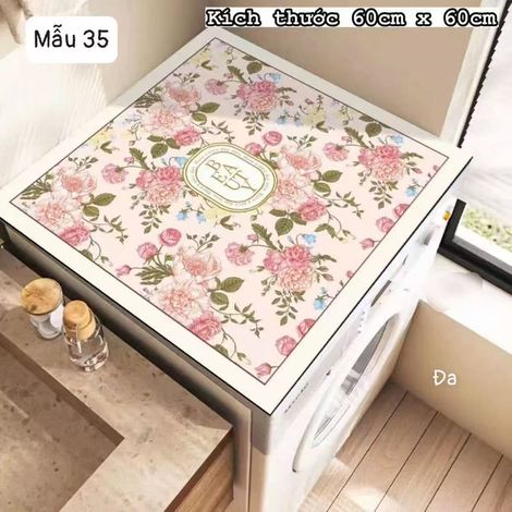 Housse Anti-Poussière pour Lave-Linge en Terre de Diatomées 60x60 cm - Tapis de Protection Absorbant et Isolant pour Réfrigérateur, Table de Chevet et Micro-ondes - Modèle Jardin Printanier-lsw