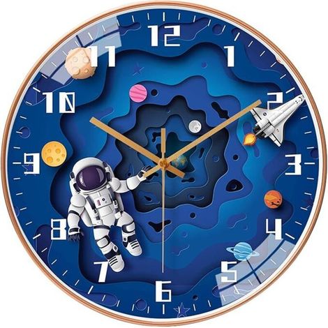 Orologio da parete silenzioso per bambini con movimento silenzioso, orologio da parete rotondo per bambini senza ticchettio