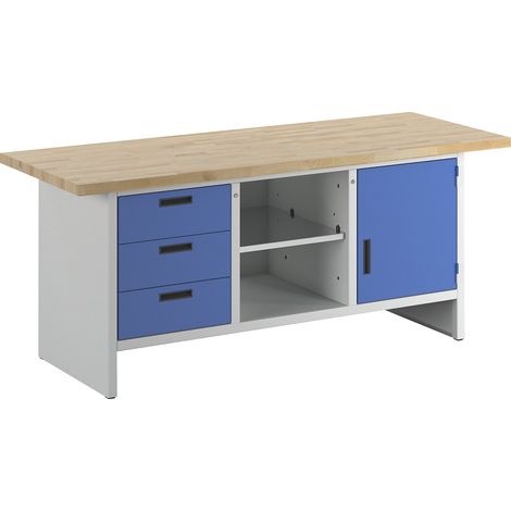 eurokraft basic, Établi à côtés fermés, 3 tiroirs, 1 porte,