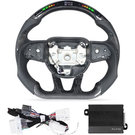 Affichage LED en Fiber de carbone, feux de changement de vitesse, volant de remplacement en cuir perforé pour HELLCAT 2015 – 2022 (1/5)