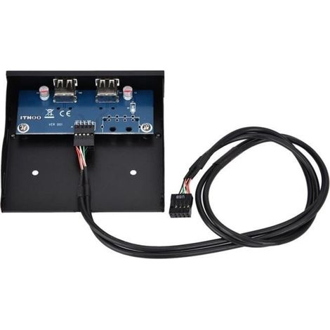 White USB 2.0 Floppy Drive Front Panel - 2 Ports - Compatible with 90% of Hosts (1/4)