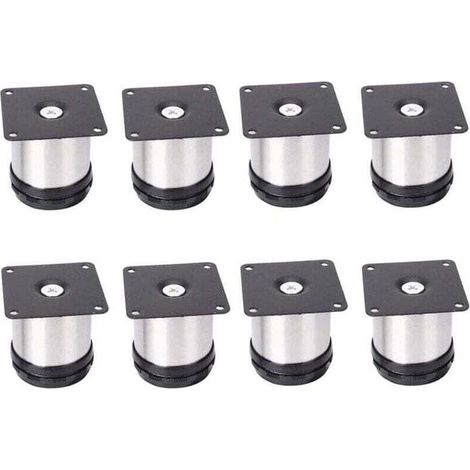 8 verstellbare Möbelfüße aus Edelstahl, 50 mm höhenverstellbar, verstärkte Schrankfüße, Tischfüße, Möbelfüße, gebürsteter Edelstahl, höhenverstellbar 0–15 mm (1/5)