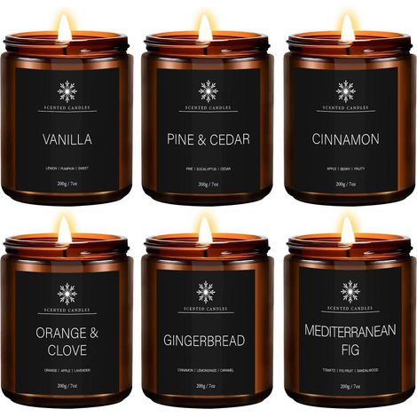 Duftkerzen Set im Glas 6 Stück Sojawachs Aromatherapie Geschenk für Damen Herren