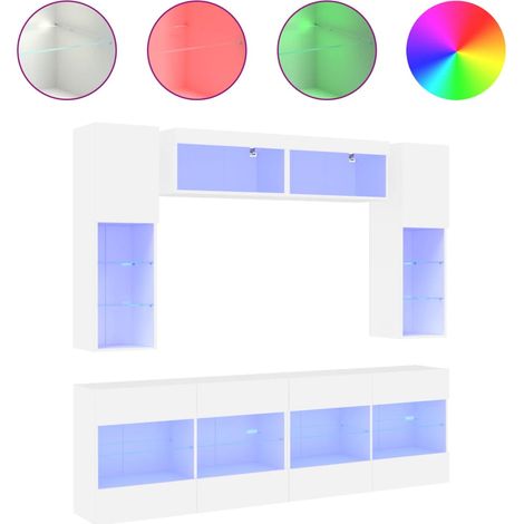 Maison Exclusive - 6-tlg. TV-Wohnwand mit LED-Leuchten Weiß