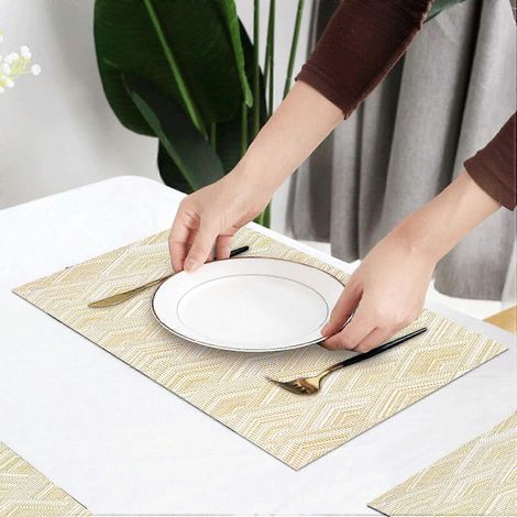 Sets de table lavables, lot de 6, dorés (1/4)