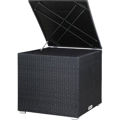 Casaria Baule da giardino 318 L polirattan Box per cuscini 75x75x70cm impermeabile fodera interna molla a gas contenitore da esterno Nero (1/5)