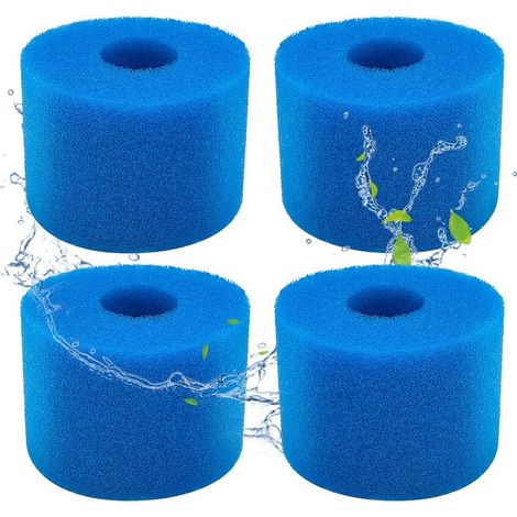 Lot de 4 filtres de Piscine en Mousse Filtre pour Intex Type S1 - Filtre en Mousse pour Spa, Piscine - Réutilisables et lavables - Éponge de Filtration de Type S1（4 pièces）