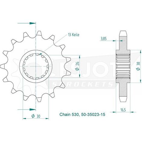 Pignon Honda - 530 - 15 Dents - Similaire JTF333 - Made in Germany