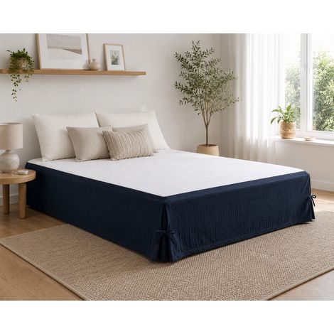 Cache-sommier 160 x 200 cm Double Gaze de Coton GAÏA Marine – Qualité Haut de Gamme