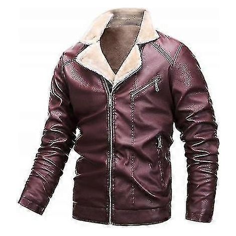 Veste de moto en cuir pour homme, polaire automne-hiver compatible avec les blousons en cuir épais (1/2)