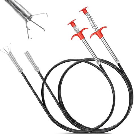 Lot de 2 Furet Deboucheur Canalisation, 197cm/87cm Deboucheur wc Canalisation, Furet Plomberie, Furet Deboucheur Evier Professionnel, Pinces à Griffes Flexibles, pour le Nettoyage des Tuyaux (1/5)