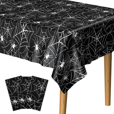 3er-Pack Halloween-Tischdecken Spinnennetz 137x274cm Schwarz für Partydeko